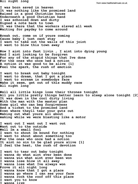 all night long lyrics|song all night long 1970.